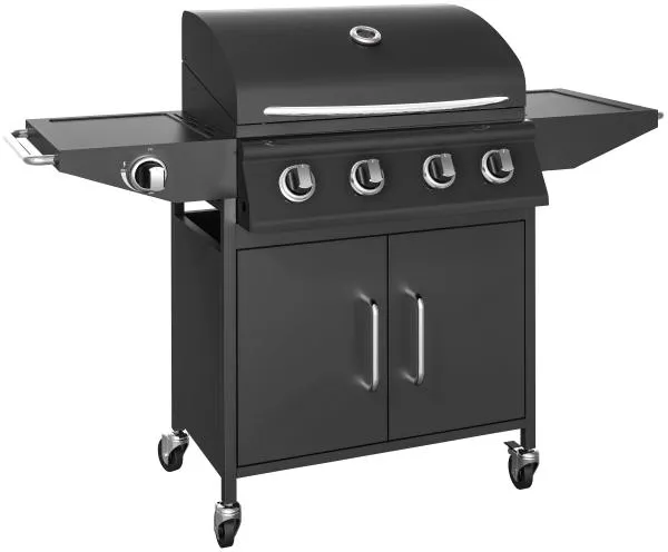 Gas grill with 4 burners and side stove