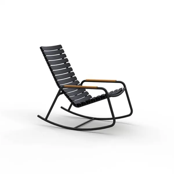 HOUE ReCLIPS rocking chair in recycled plastic with bamboo - Black