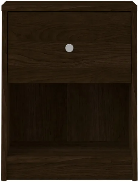 TVILUM May bedside table - brown wood, with 1 drawer and 1 compartment