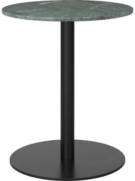 GUBI 1.0 Dining Table Round Ø60 cm With Black Base and Green Guatemala Marble Top
