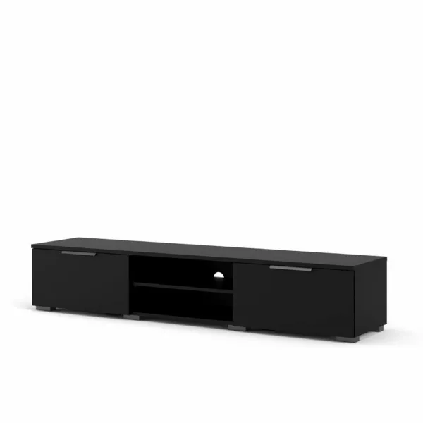 TVILUM Match TV unit, with 1 shelf and 2 drawers - black foil and plastic (172.7x39.9)