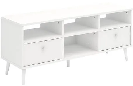 TV unit with 2 drawers - matt white - L:128 cm